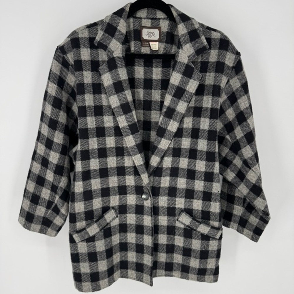 Toffs vintage 100% wool Checkered Blazer in Black and Gray